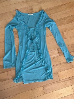 Mesh Long Sleeve Mini Dress